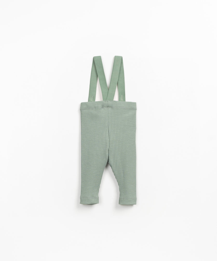 Rib Leggings with Suspenders - Sage