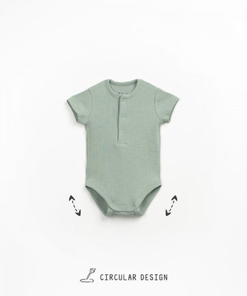 Ribbed Bodysuit Short Sleeves - Sage