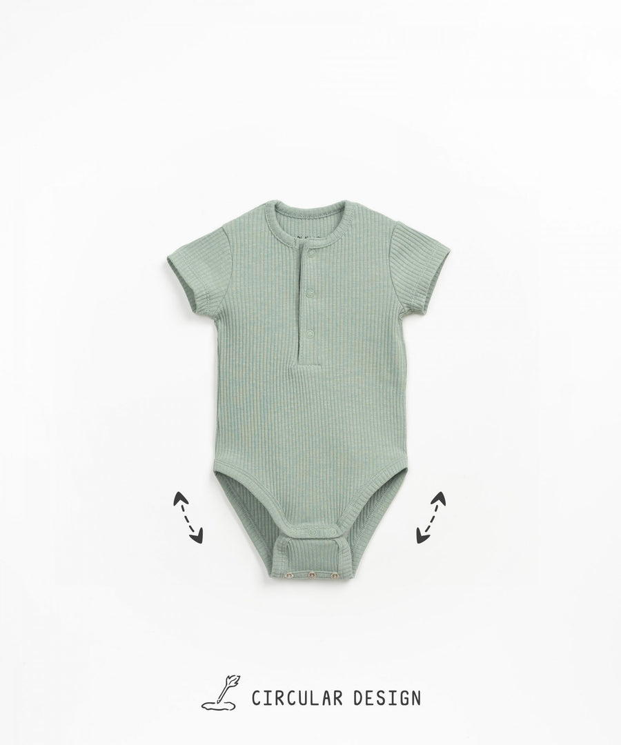 Ribbed Bodysuit Short Sleeves - Sage