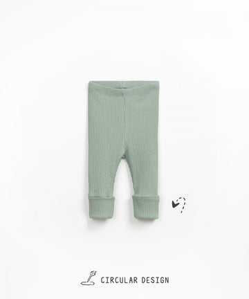 Ribbed Cotton Leggings - Sage