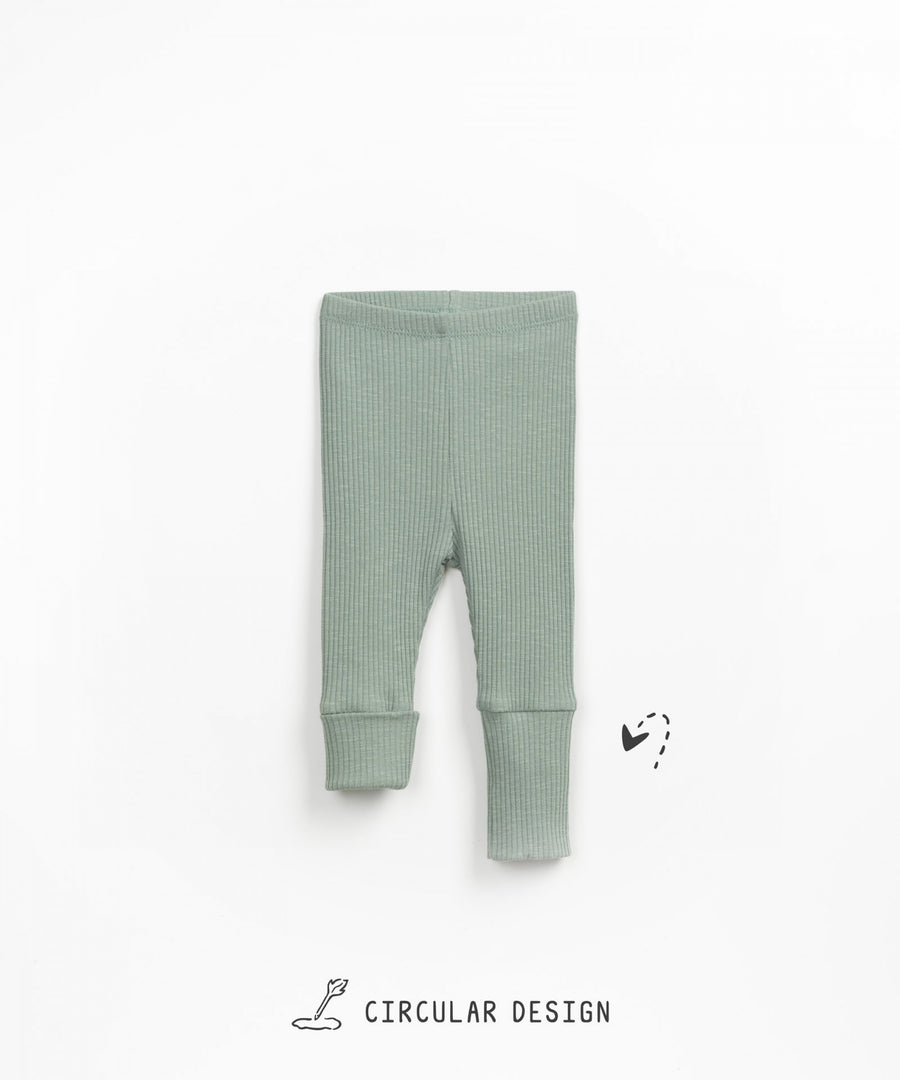 Ribbed Cotton Leggings - Sage