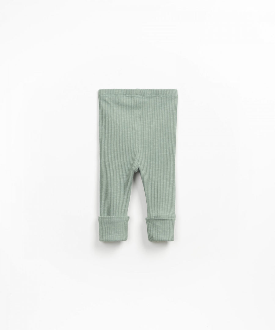 Ribbed Cotton Leggings - Sage