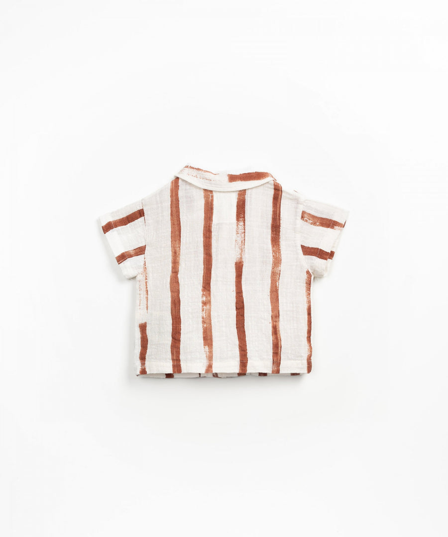 Organic Cotton Woven Shirt- Rust Stripes