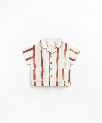 Organic Cotton Woven Shirt- Rust Stripes