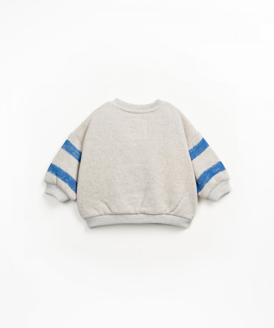 Crewneck Sweatshirt with Stripes - Grey