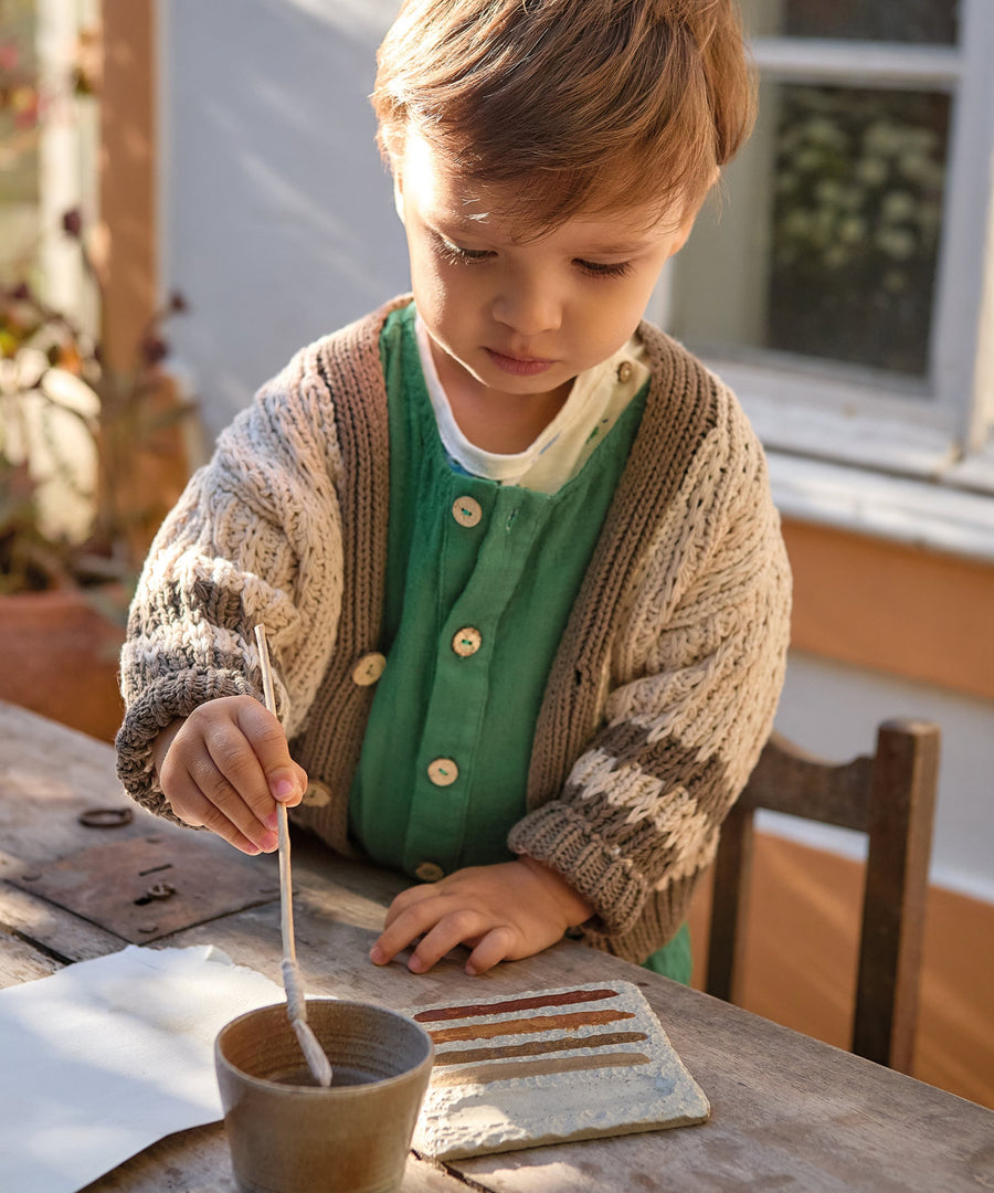 Knitted Cotton Cardigan - Latte