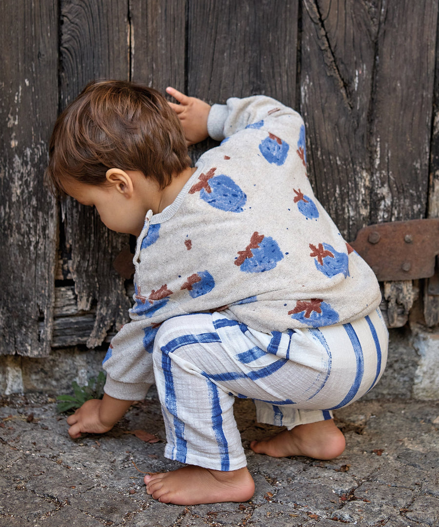 Woven Jumper with Pockets - Blue Stripes