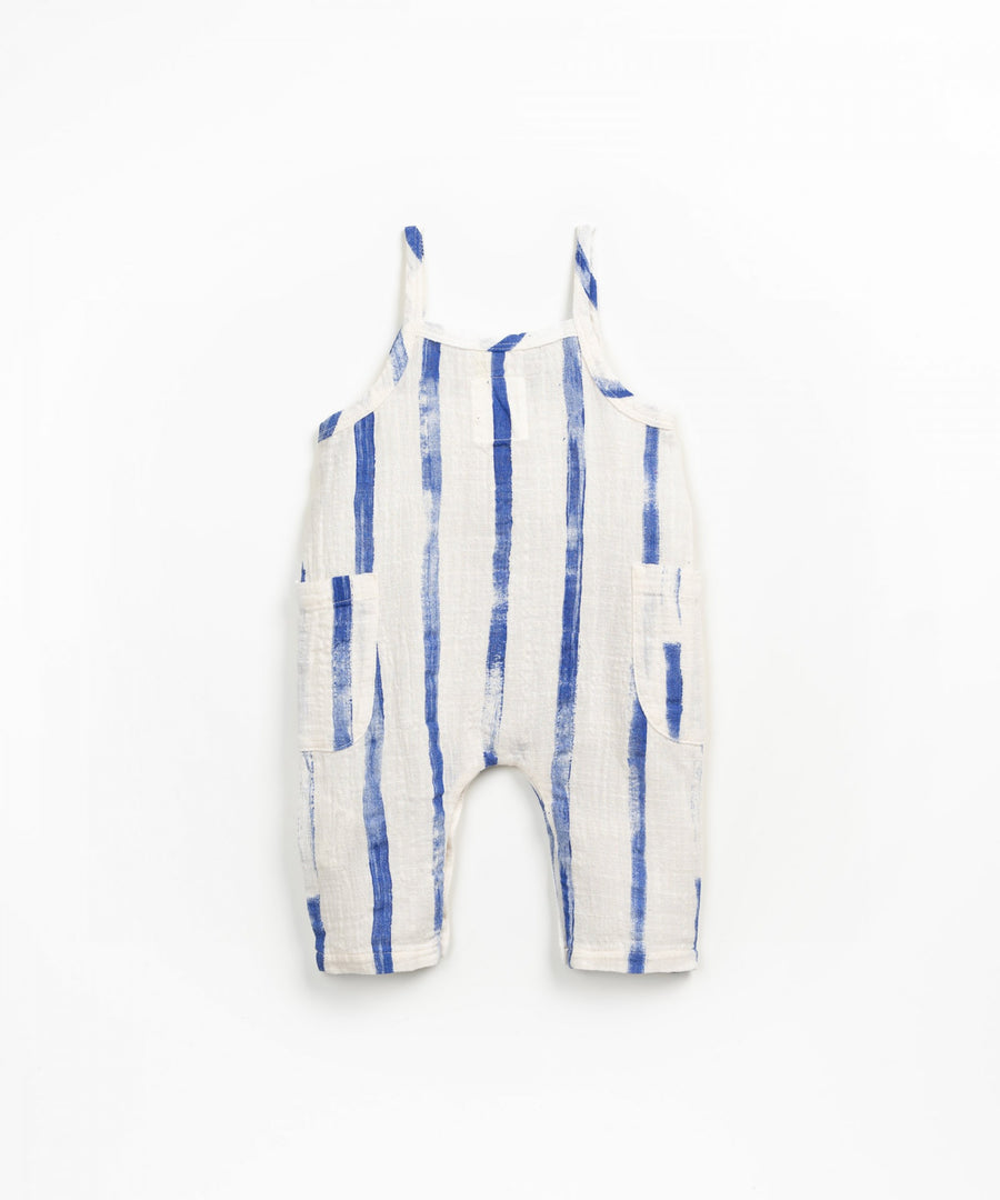 Woven Jumper with Pockets - Blue Stripes