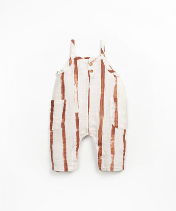 Woven Jumper with Pockets - Rust Stripes