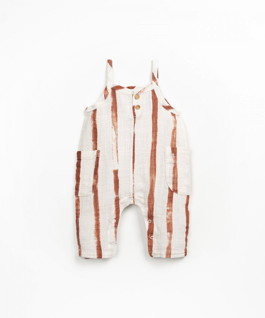 Woven Jumper with Pockets - Rust Stripes