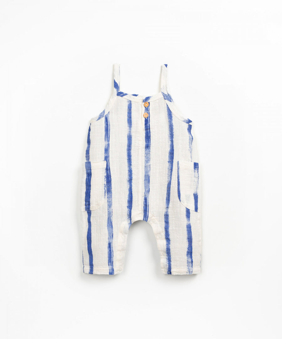 Woven Jumper with Pockets - Blue Stripes