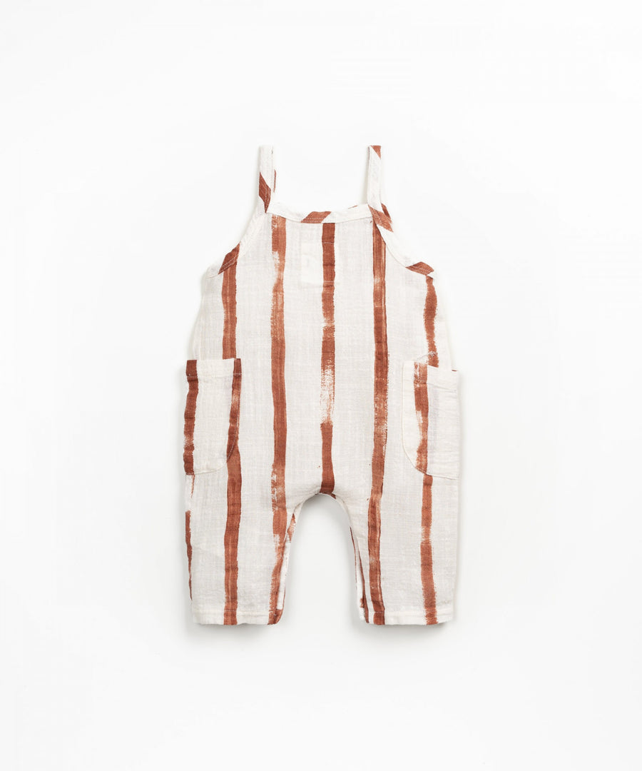 Woven Jumper with Pockets - Rust Stripes
