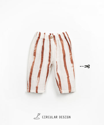 Organic Cotton Woven Pants - Rust Stripes