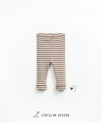 Ribbed Cotton Leggings - Chocolate Stripes