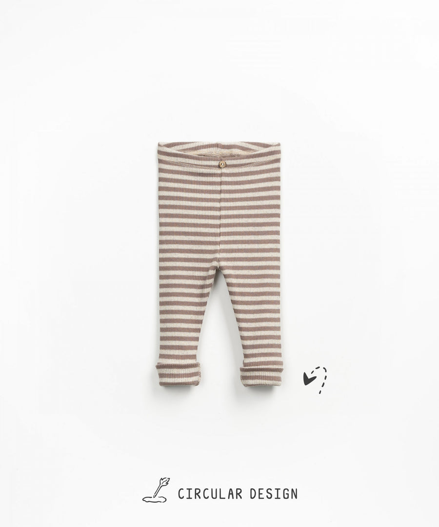Ribbed Cotton Leggings - Chocolate Stripes