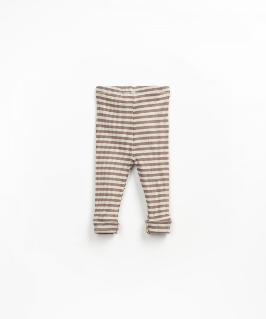 Ribbed Cotton Leggings - Chocolate Stripes