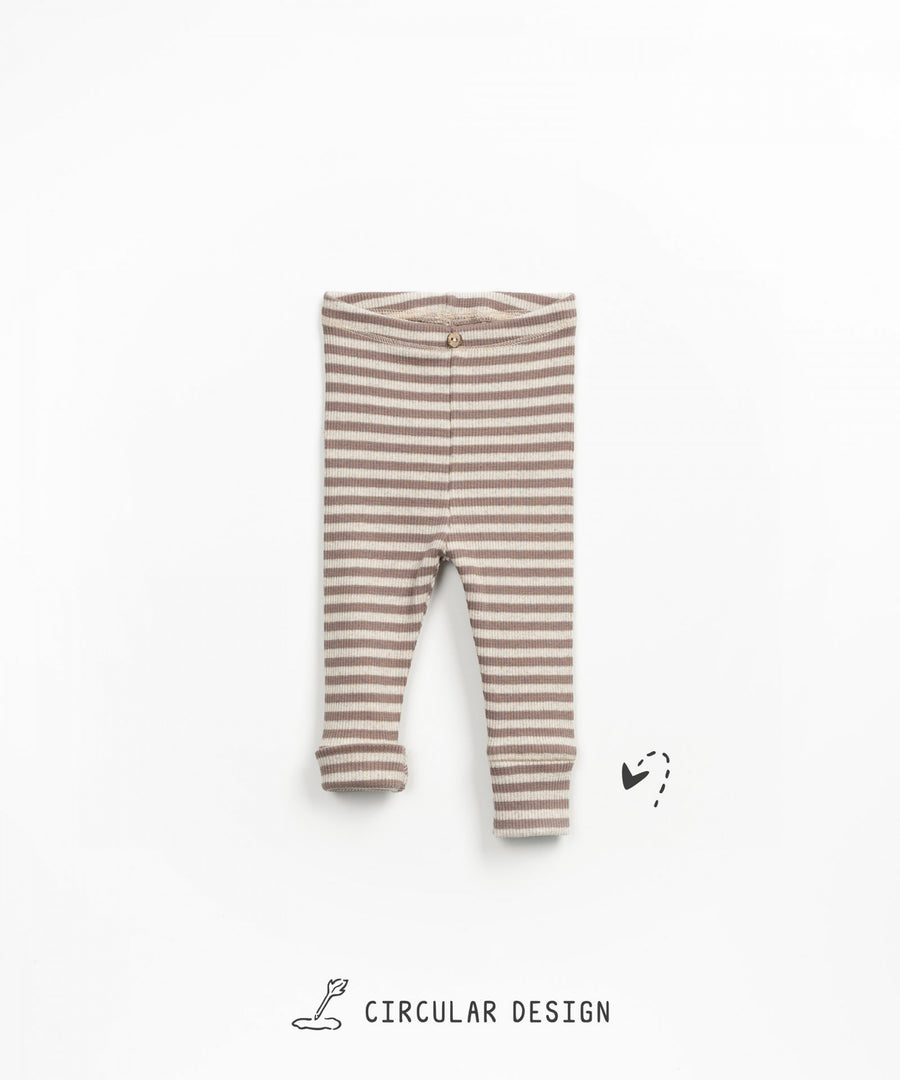 Ribbed Cotton Leggings - Chocolate Stripes