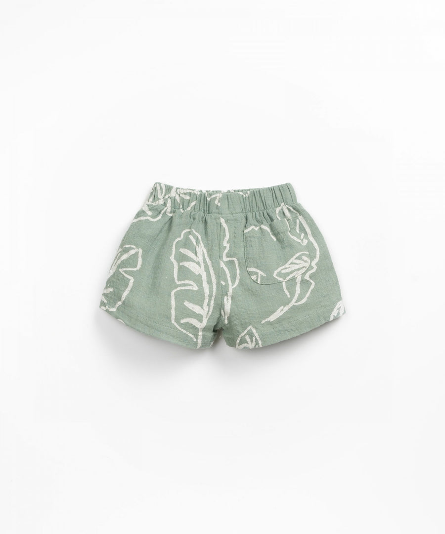 Organic Cotton Woven Shorts - Sage Leafs