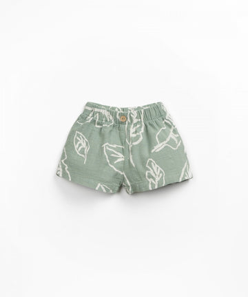Organic Cotton Woven Shorts - Sage Leafs