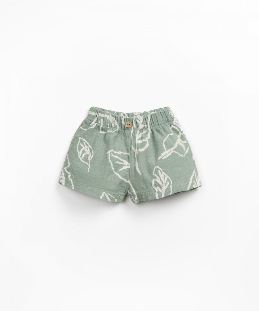Organic Cotton Woven Shorts - Sage Leafs