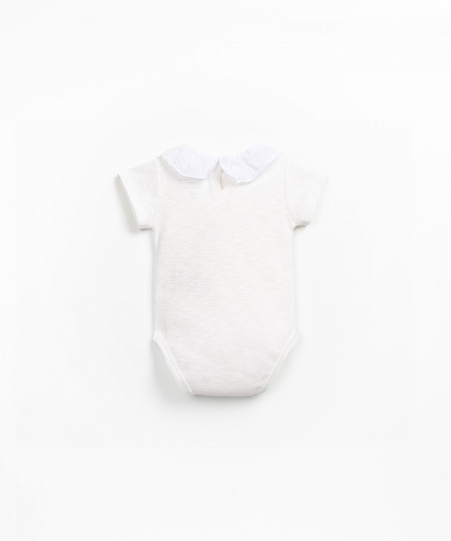 Bodysuit with Embroidered Collar - Ivory