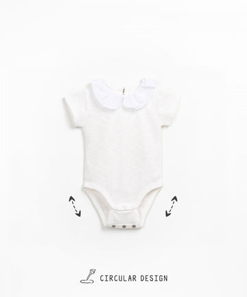 Bodysuit with Embroidered Collar - Ivory