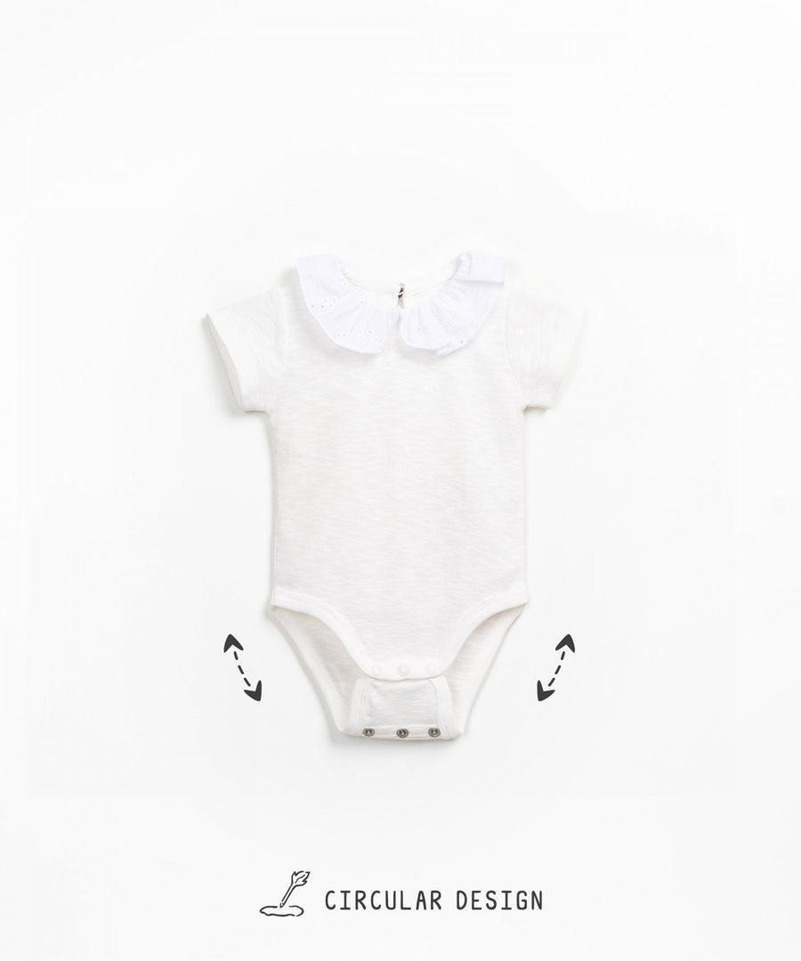 Bodysuit with Embroidered Collar - Ivory