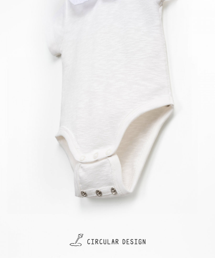 Bodysuit with Embroidered Collar - Ivory