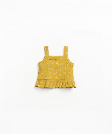 Ribbed Top with Frill - Pears