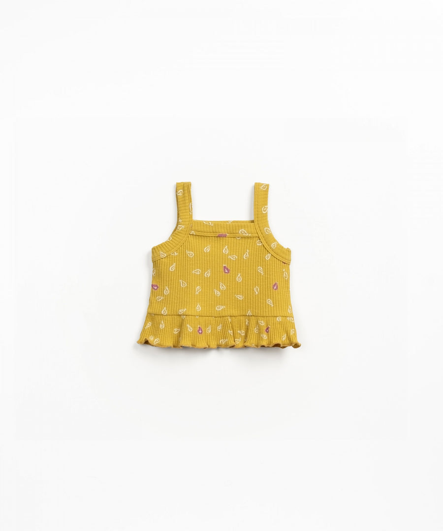 Ribbed Top with Frill - Pears