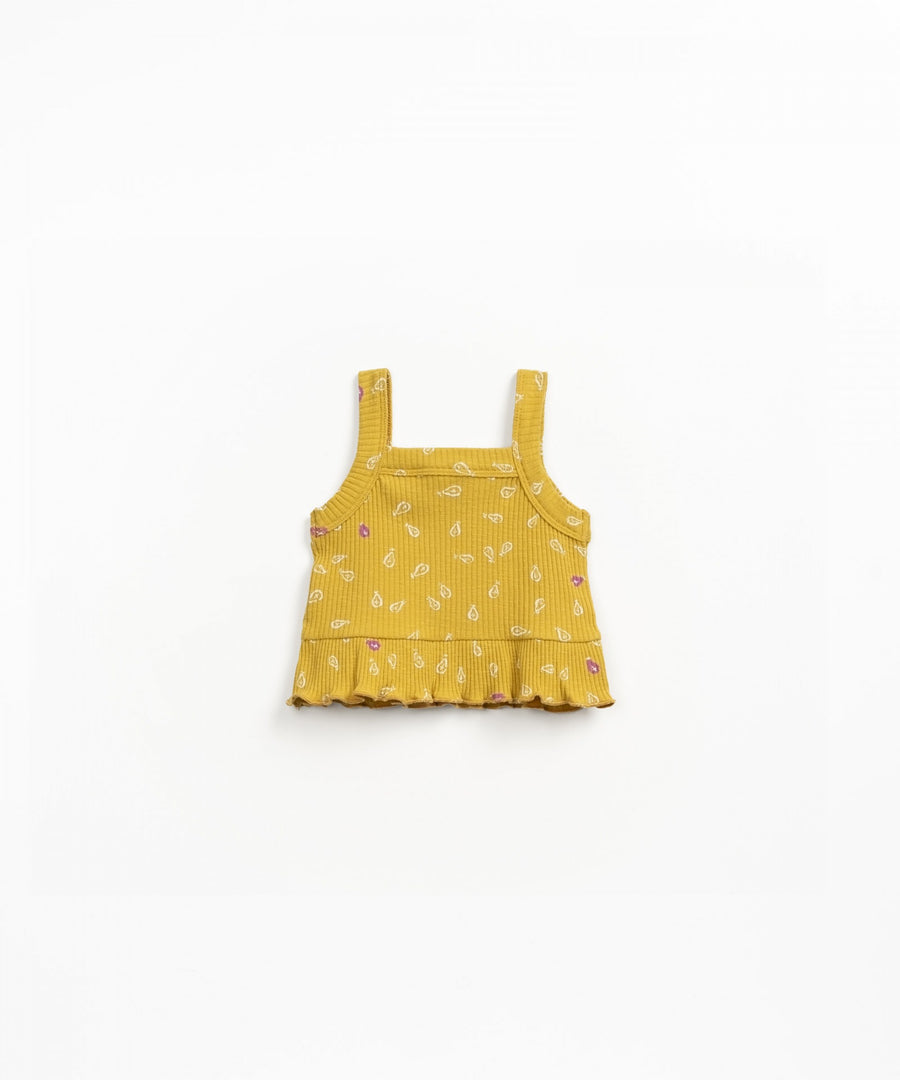 Ribbed Top with Frill - Pears