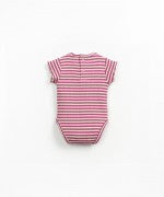 Short Sleeved Bodysuit - Mulberry Stripes