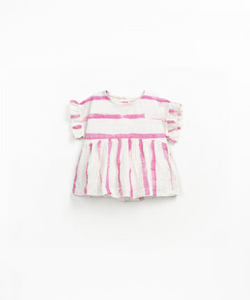Woven Blouse with Ruffles - Mulberry Stripes