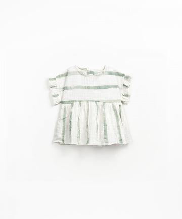 Woven Ruffle Blouse - Sage Stripes