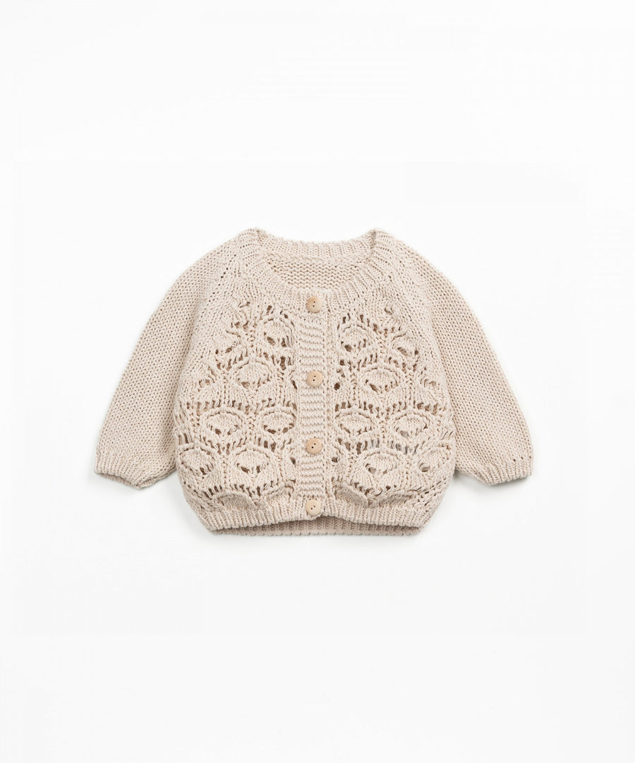 Cotton Knitted Cardigan - Ecru