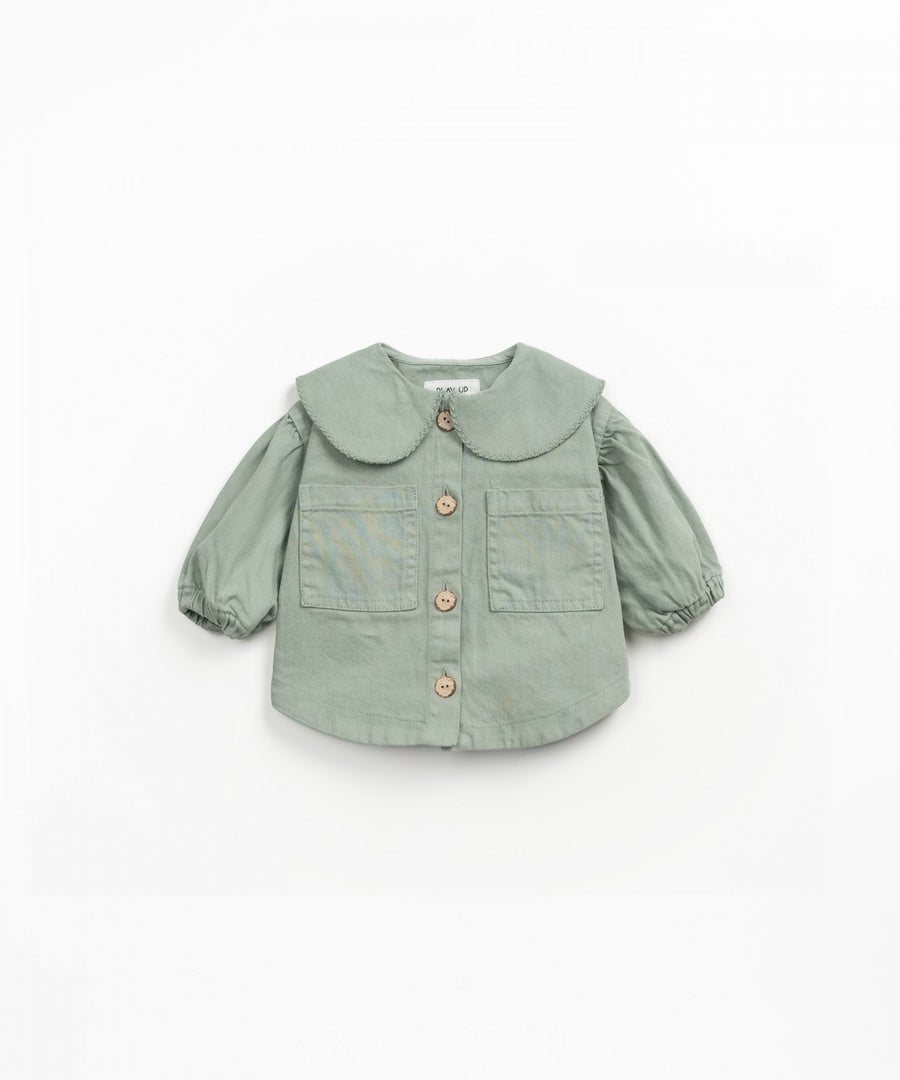 Twill Jacket with Collar - Sage