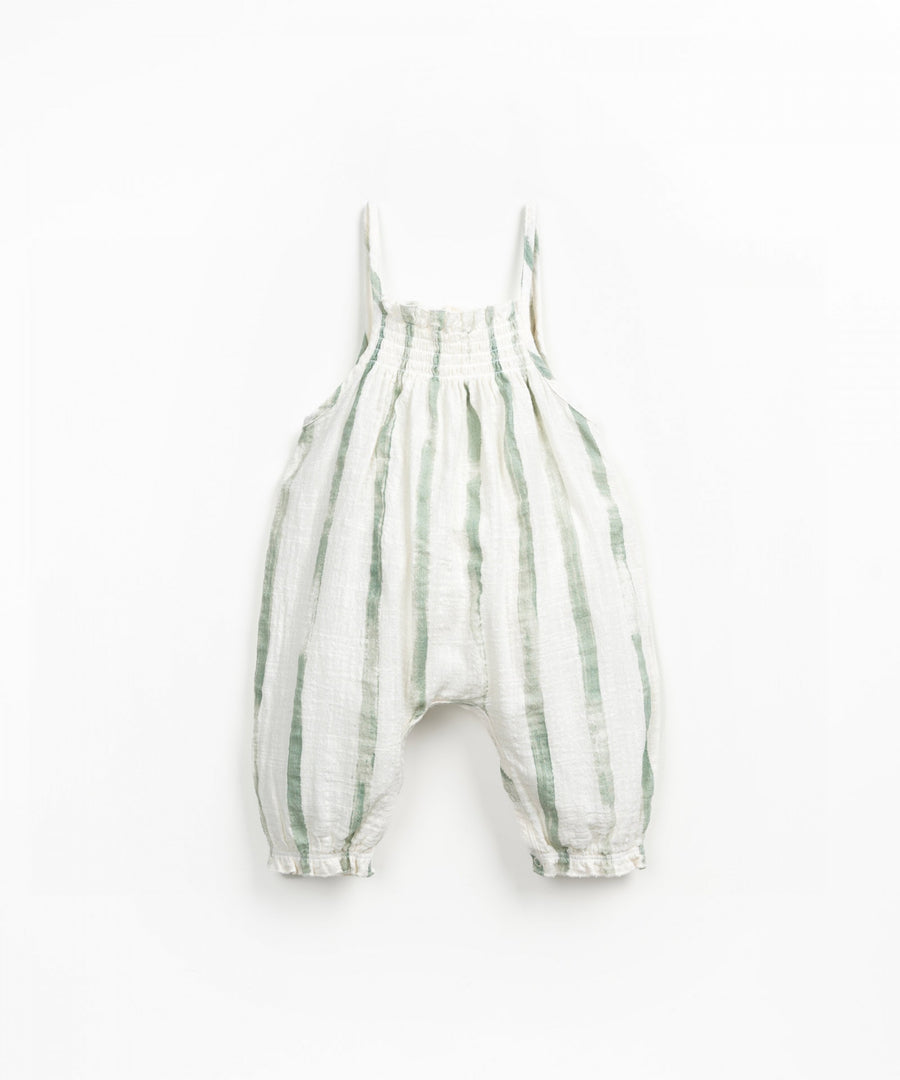 Organic Cotton Jumpsuit - Sage Stripes