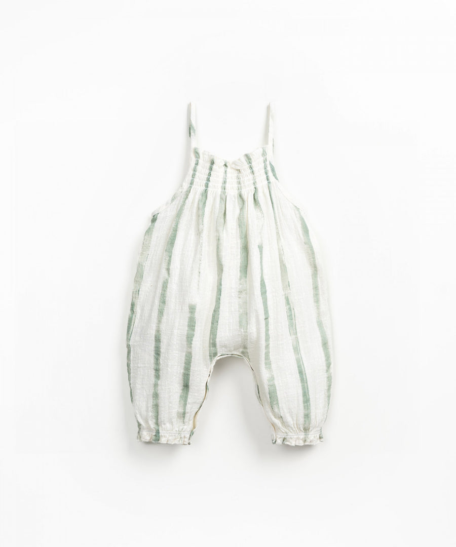 Organic Cotton Jumpsuit - Sage Stripes