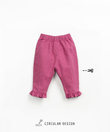 Linen Trousers with Frill - Mulberry