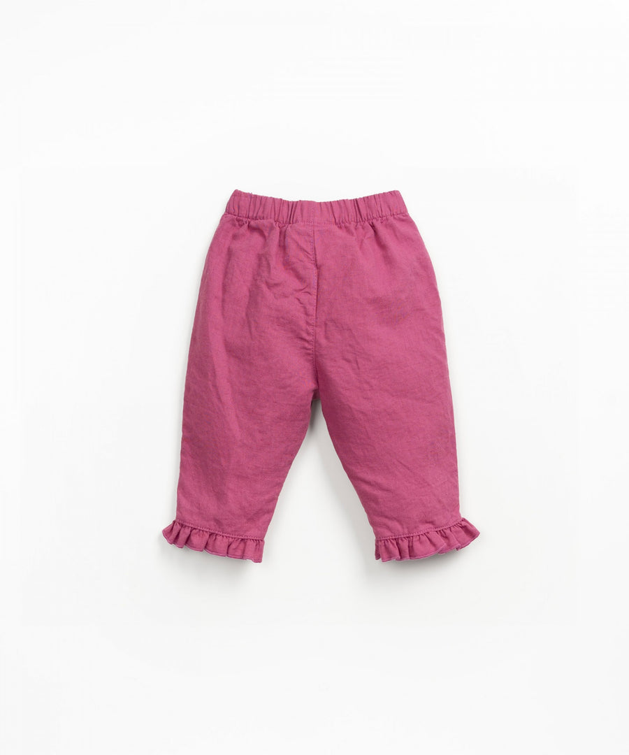 Linen Trousers with Frill - Mulberry