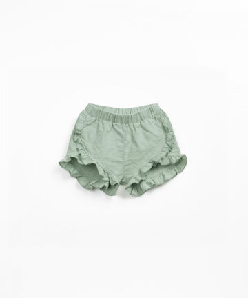 Linen Shorts with Ruffles - Sage