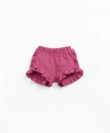 Linen Shorts with Ruffles - Mulberry