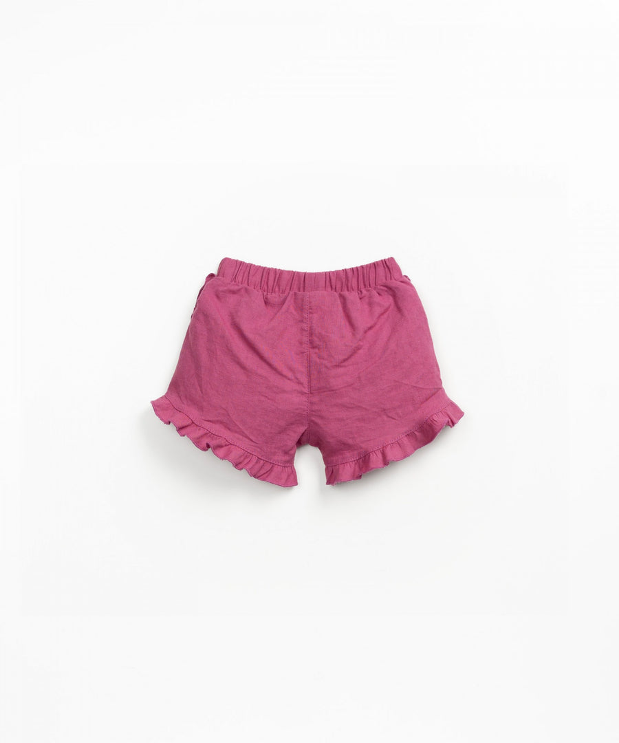 Linen Shorts with Ruffles - Mulberry