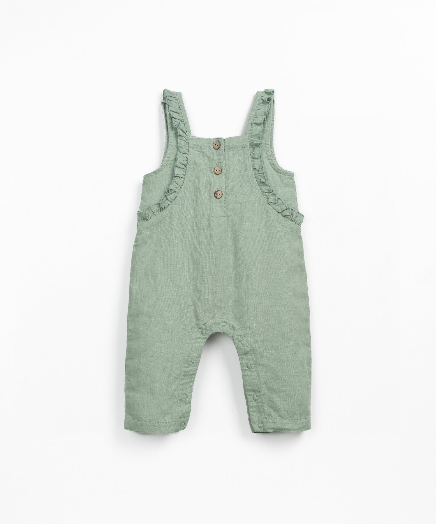 Linen Jumpsuit with Frills - Sage