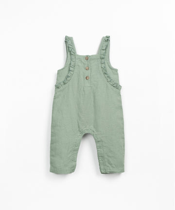Linen Jumpsuit with Frills - Sage