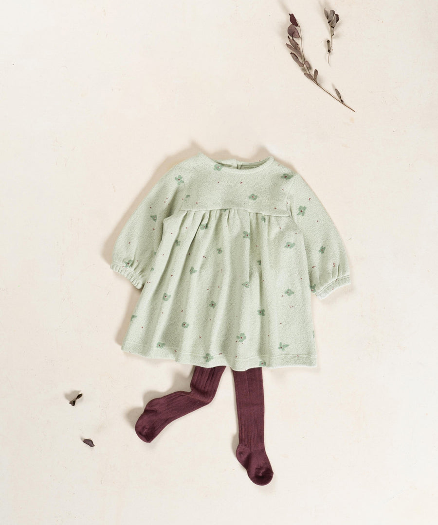 Jersey Balloon Dress - Pistachio Daisies