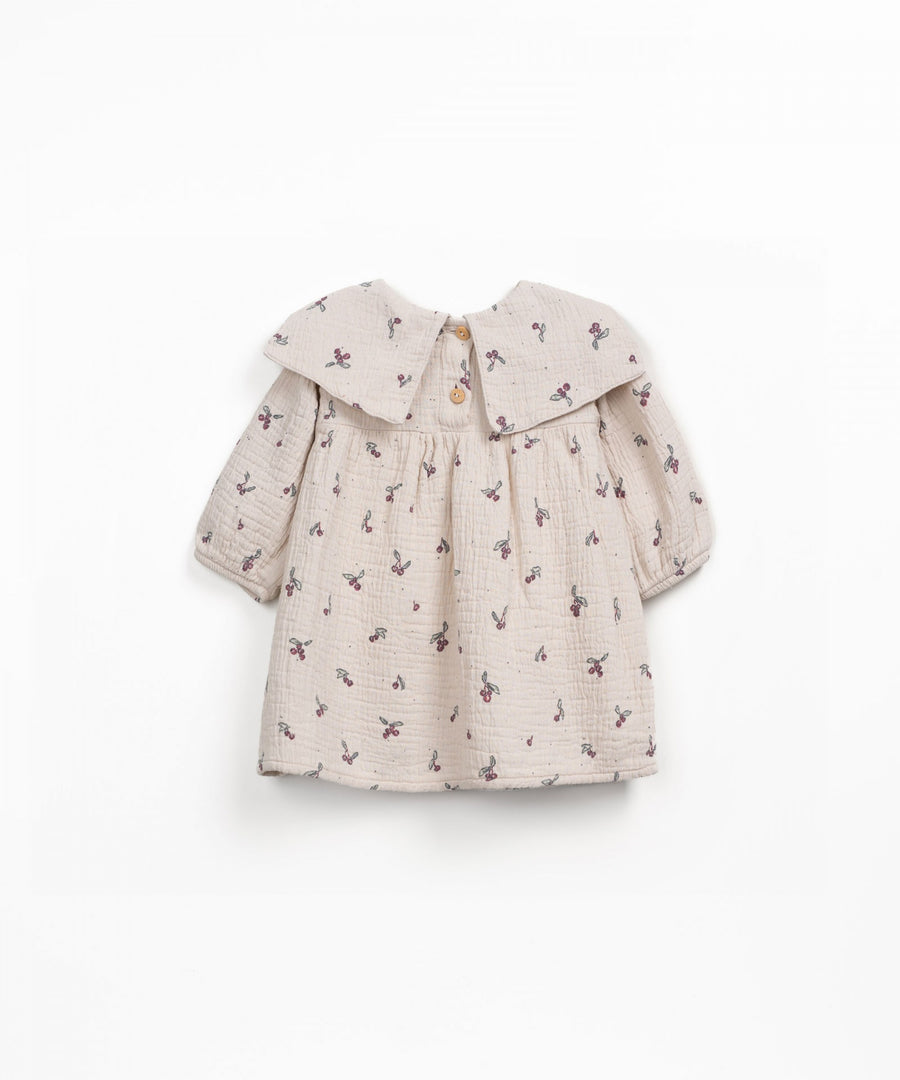 Woven Dress with Collar - Cherries