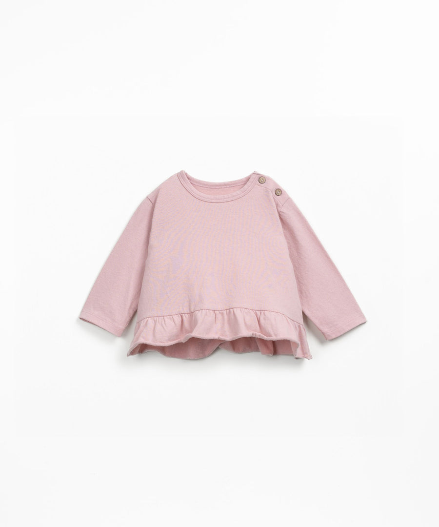 Organic T-Shirt with Frill - Dusty Rose