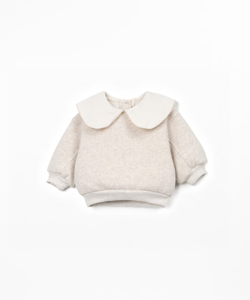 Fleece Sweater with Collar - Latte