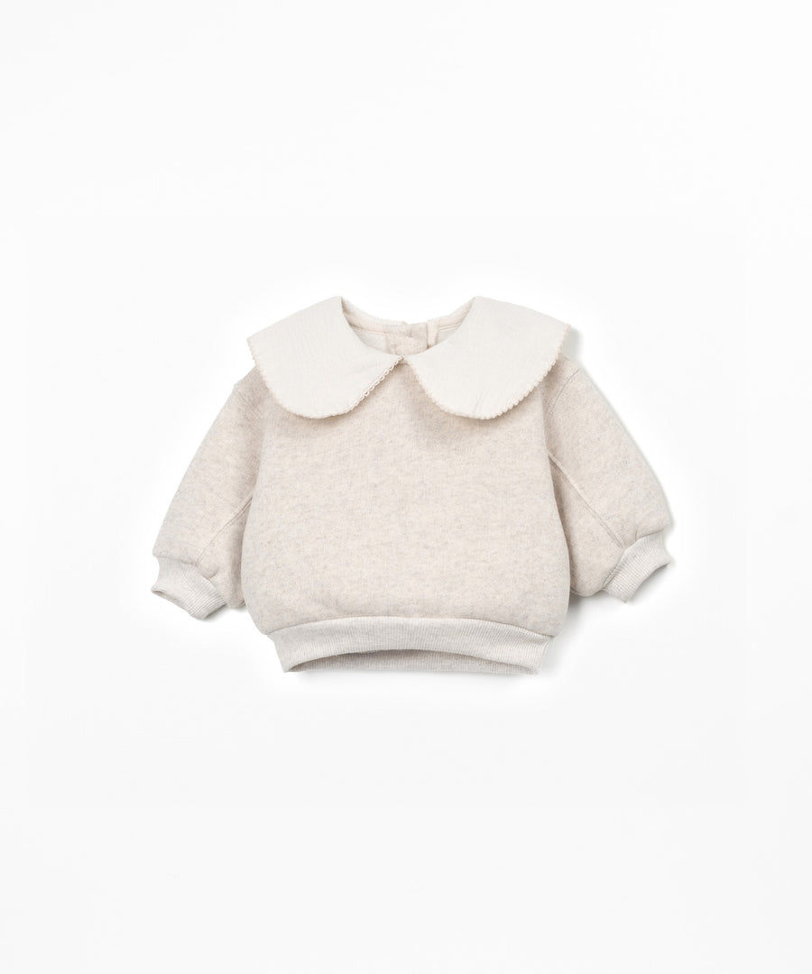 Fleece Sweater with Collar - Latte